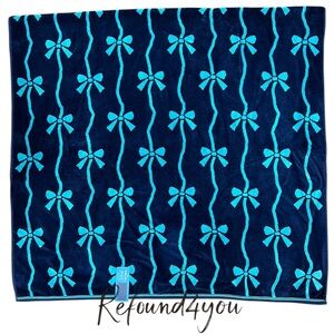 Truly Lou - ‘Navy & Teal Bows’ Plush Beach Towel. NWT Firm! Last One!